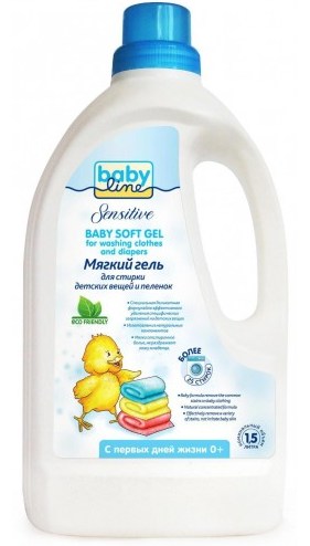 Мягкий гель Babyline Sensitive для стирки детских вещей и пеленок, 1,5 л