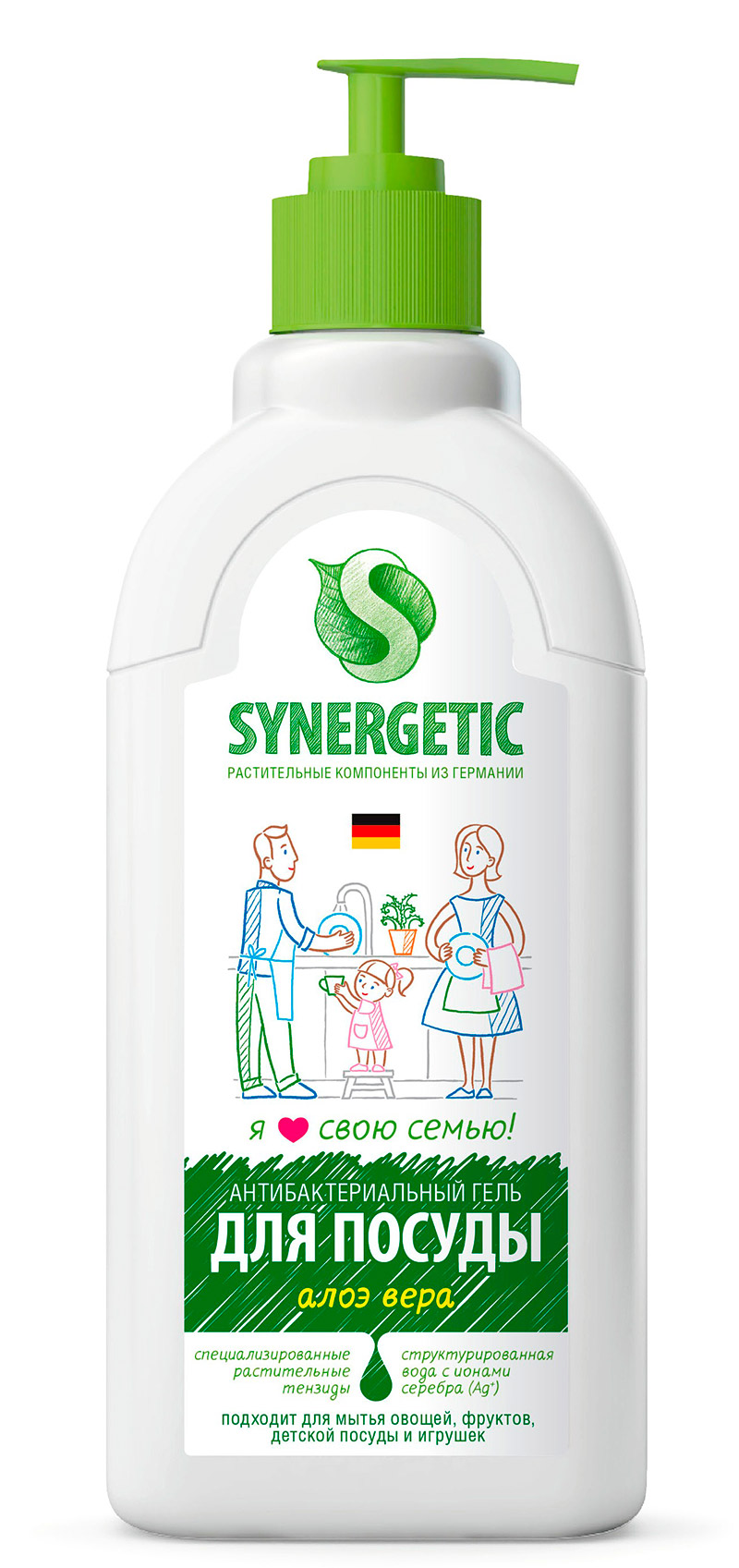 Средство концентрированное Synergetic для мытья детской посуды и фруктов АЛОЭ, флакон, 500 мл
