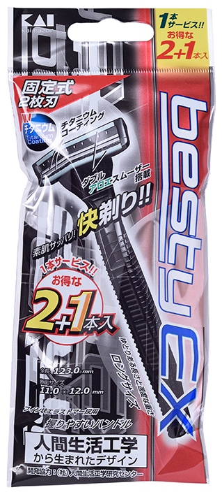 Бритва безопасная мужская одноразовая Kai Besty EX, 2 лезвия, 3 шт