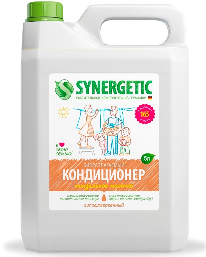 Кондиционер для белья Synergetic Миндальное молочко, 5 л